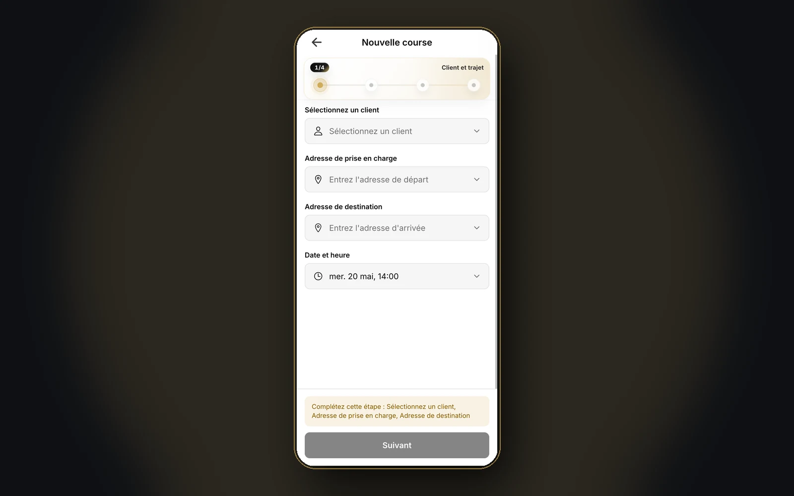 Aperçu de la publication d'une course sur le HUB